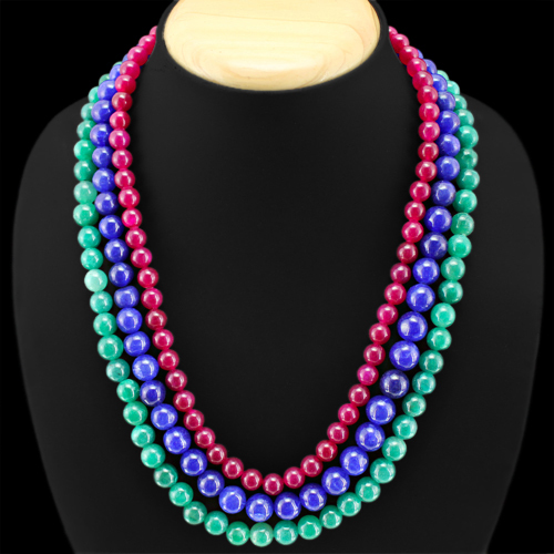 Collana perle rubino smeraldo - collana,